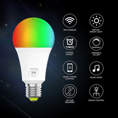 E26 Inteligentna żarówka LED Wifi 5w 10w 15w Pilot Funkcja pamięci RGB Aktywowane głosem światła LED